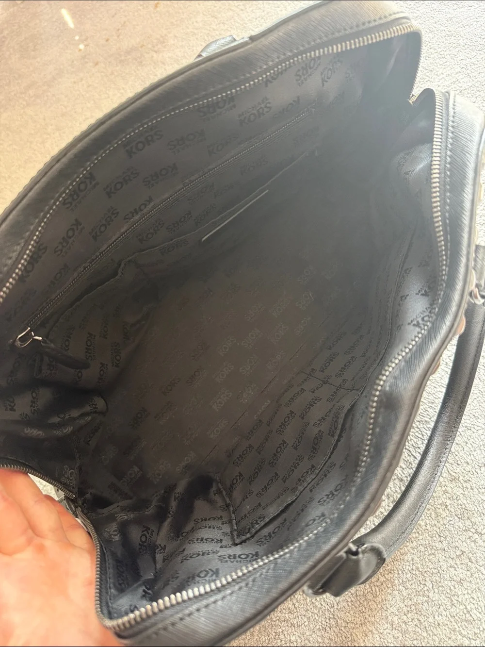 Michael Kors Black Studded Leather Satchel with Silver Hardware